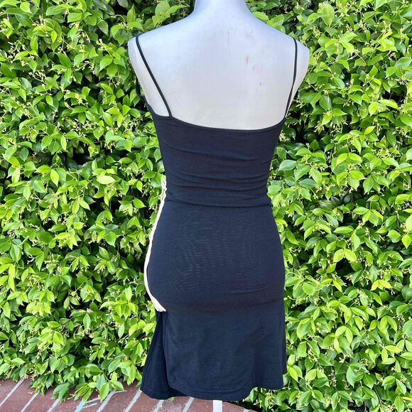 Moschino Jeans Mini Dress Black Logo Zip Side Size 8 fits Medium and Small - Picture 5 of 10